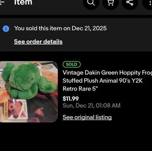 SOLD EB@Y Vintage Dakin Applause Hoppity Frog Stuffed Plush Animal 90's Y2K 5"